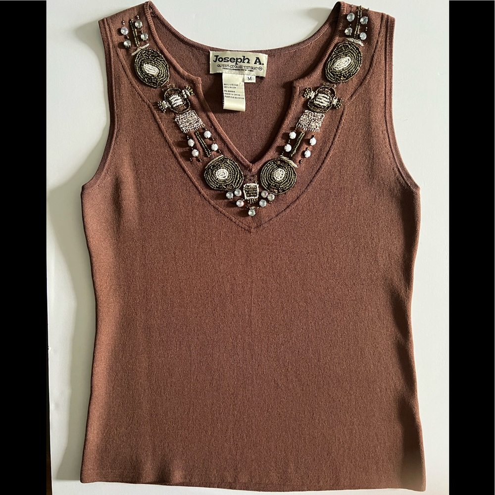 Joseph A. Brown Beaded knit tank